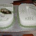 50th birthday numeral cake with printed vintage car decoration.