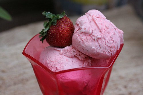 strawberry gelato closeup