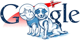Google Russia Logo 2010 Belka and Strelka