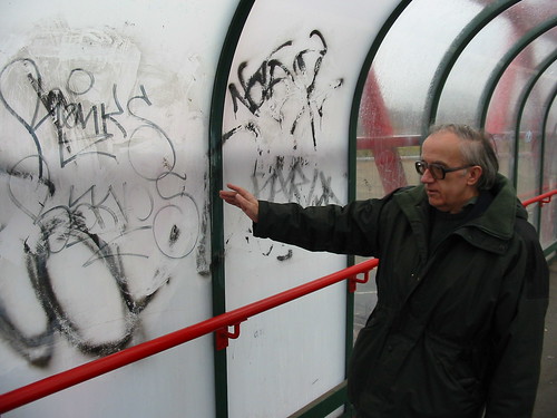 John Howard checking some of the graffiti