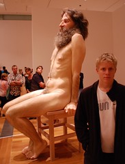Naked guy behind Jack (Ron Mueck exhibition)