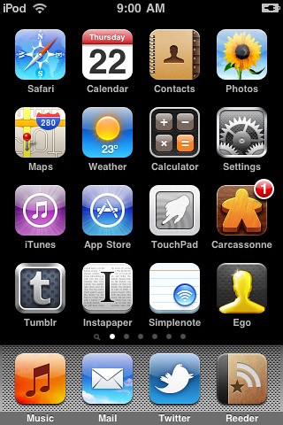 2010-07 iPod touch Home Screen