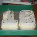 18th birthday numerals cake with yellow handmade flowers decoration.