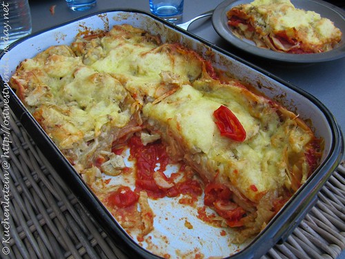 Lasagne mit geröstetem Fenchel und Tomaten