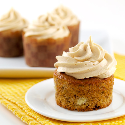 Jam Filled Banana Cupcakes with Peanut Butter Frosting
