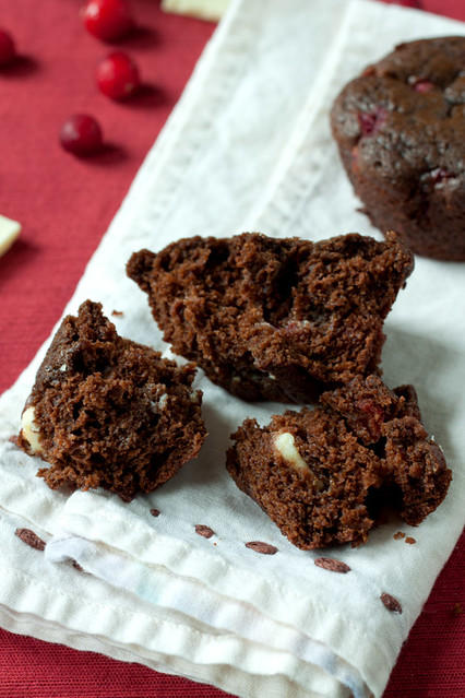 Double Chocolate Cranberry Gingerbread Muffins
