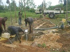 Bumang'ale Nursery School Well-mixing of drilling chemical.