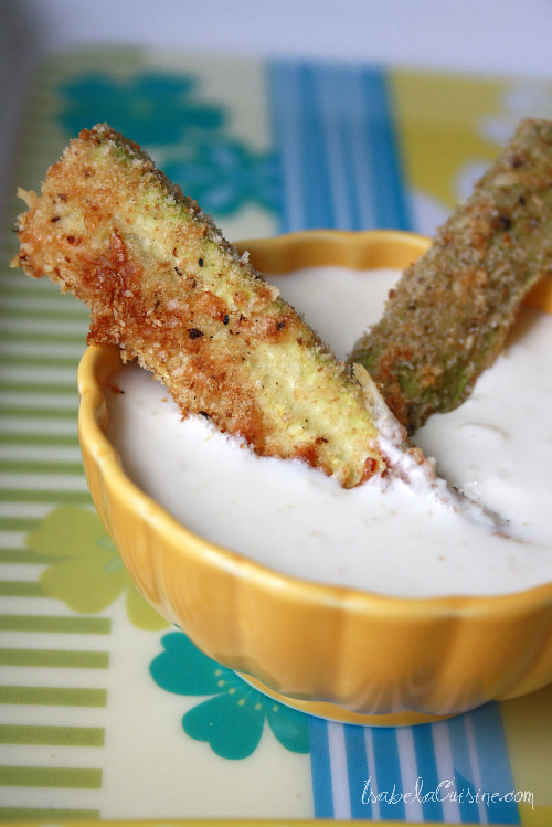 Parmesan Zucchini Strips with Creamy Parmesan Dipping Sauce 
