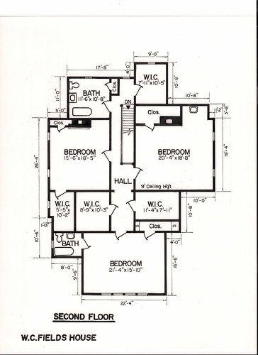 W.C. Fields House second floor plan