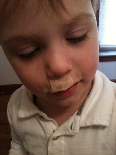 Oliver tried to shave with Daddy's razor