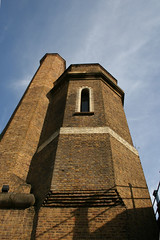 The accumulator tower and chimney