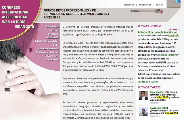 Captura de pantalla de la web del Congreso Internacional accesibilidad web La Rioja