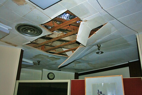 Collapsing ceiling in main office