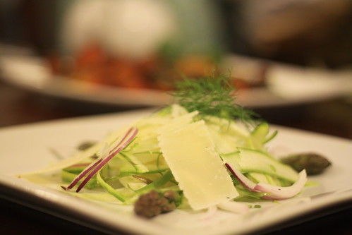 Shaved fennel, asparagus and onion salad in a dill dressing
