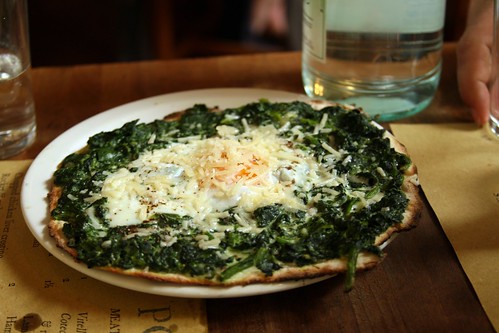 Pizzetta with egg and spinach at Polpo (Soho, London)