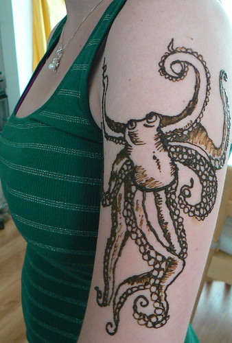 octopus, henna design, arm