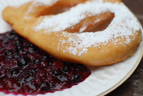 Frybread with huckleberry sauce