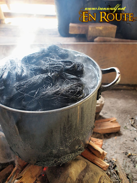 Abaca fibers boiled on vegetable dye