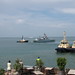 PLA Navy Frigate Mianyang Being Towed Out From Darwin's Fort Hill Wharf October 2010