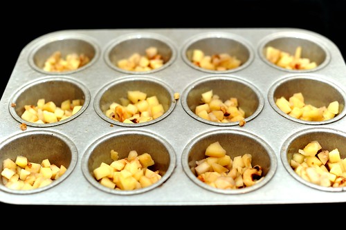 diced, partly cooked apples