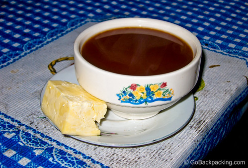 Hot, unsweetened chocolate, and cheese were a welcome treat after 2 hours on the horses.
