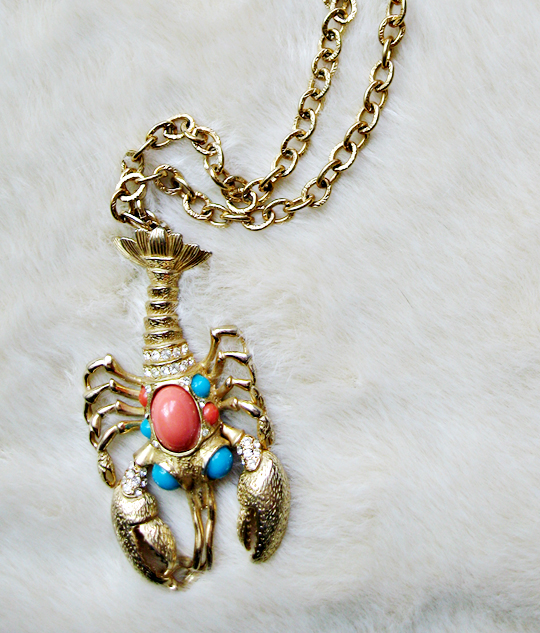 lobster pendant necklace+vintage lobster necklace+castlecliff necklace