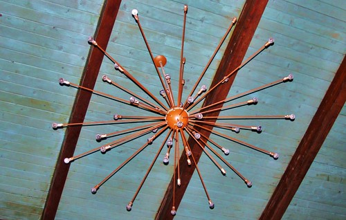 The Sputnik lamp over the indoor pool