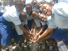 Jubilant students of St.Mary's Girls High School over the availability of clean,safe drinking water in there school