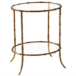antique brass bamboo accent table