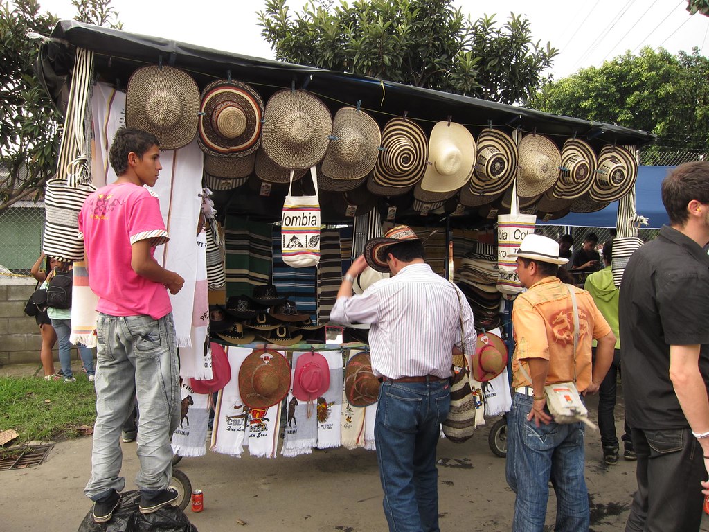 Traditional hats such as these are more commonly seen in the countryside (vs. the large cities). To celebrate La Feria de las Flores, many more people were wearing them then normal.
