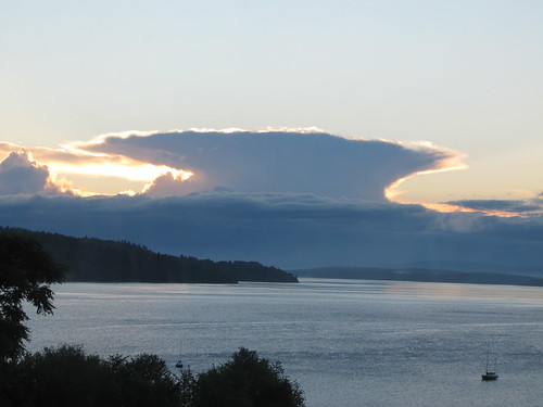 anvil-shaped cloud over Vermont at sunrise