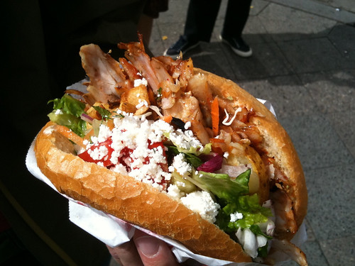 A Döner from Mustafa's Gemüse Kebab, the most famous kebab in Berlin