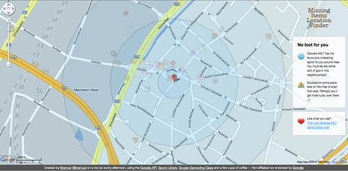 Gowalla Missing Items Location Finder — No loot (no interesting spots around here)
