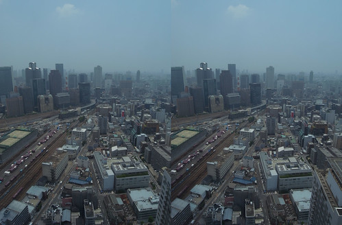 View from Umeda Sky Building, Osaka, 3D parallel view