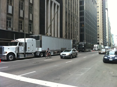 Transformers 3 production trucks on Clark in Chicago