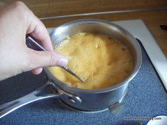 Heating honey in sauce pan for frosting