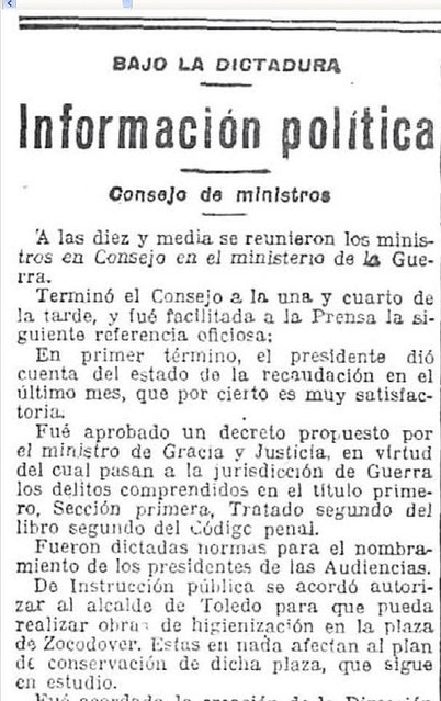 25-12-1925 El Imparcial anuncia la aprobación de las obras de los urinarios de Zocodover