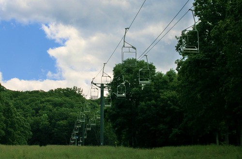 Chairlift facing up the hill