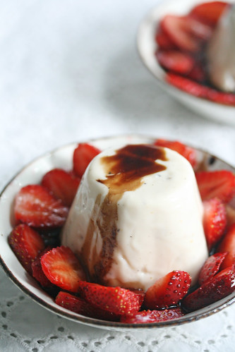 Black Pepper Panna Cotta with Strawberries and Balsamic
