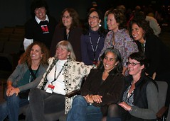 RMWFF 2009 filmmakers: back l-r, Sandy Cioffi, Micki Dickoff, Tammi Sims, Kim Snyder, Marcia Jarmel. front l-r, Erin Hudson, Kate Wolfe and Dana Perry.