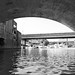Fannin & Main St. Bridges over Buffalo Bayou. from beneath the San Jacinto St. bridge, Houston, Texas 1002101416BW