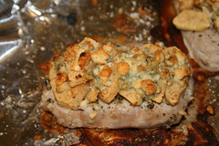 Pork Chop with Apples and Blue Cheese