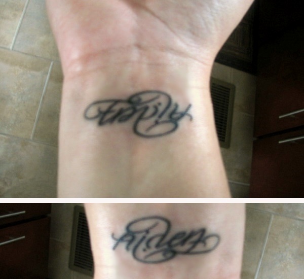 Ambigram Family Forever Tattoo