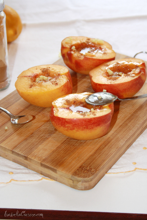 Grilled nectarines with honey and ginger