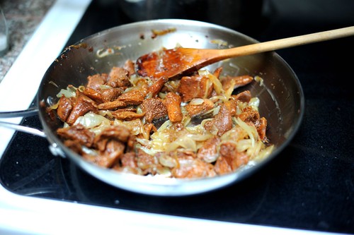 rice with caramelized onions and chanterelles