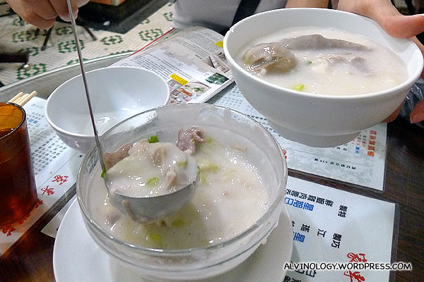 Giant bowl of the specialty congee, filled with all kinds of ingredient