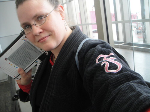 Armed with my Fenom gi and my Kindle at the airport