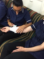 training to put on a bandage