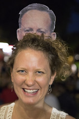 0519 Ahna laughs with Sean Spicer hiding in her hair