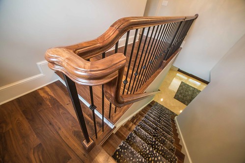 Wooden handrail, Iron balusters